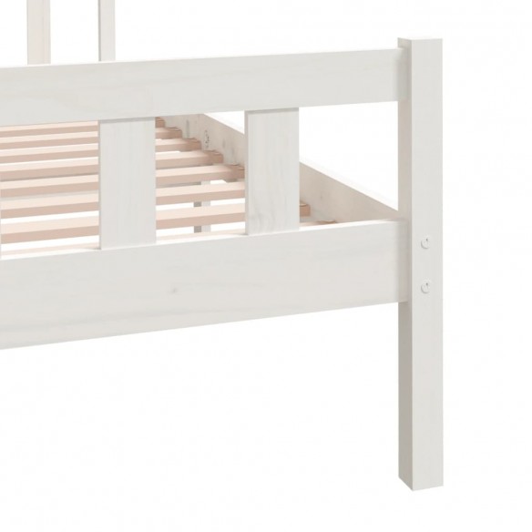 Cadre de lit blanc bois massif 135x190 cm double