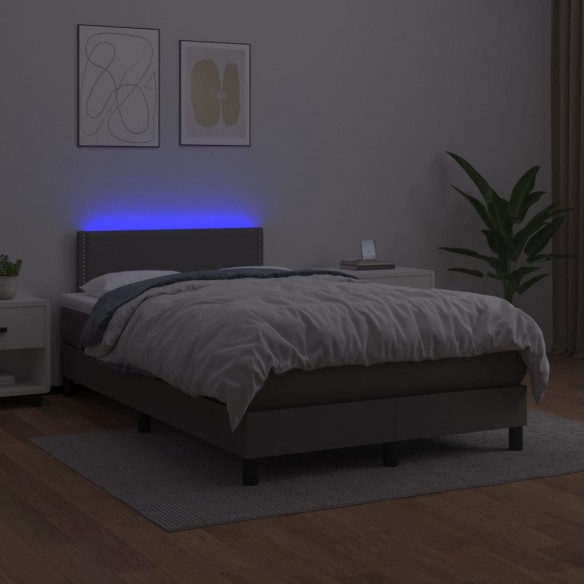 Cadre de lit avec matelas et LED Gris 120x200 cm