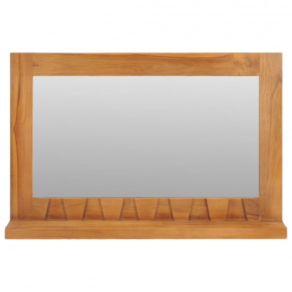 Miroir mural avec étagère 60x12x40 cm Bois de teck massif