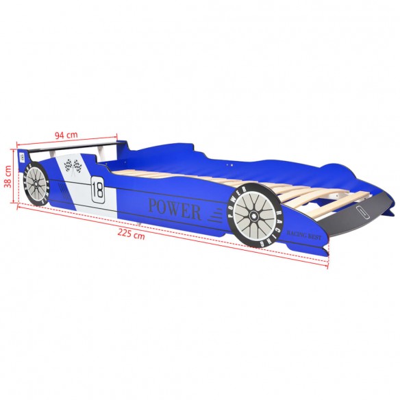 Lit voiture de course pour enfants 90 x 200 cm Bleu