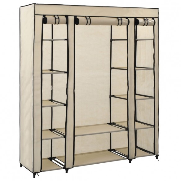 Armoire avec compartiments et tiges Crème 150x45x176 cm Tissu