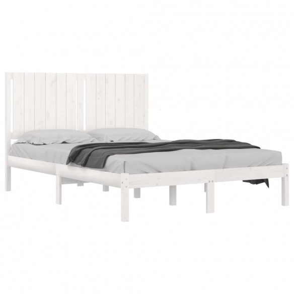 Cadre de lit Blanc Bois de pin massif 140x190 cm