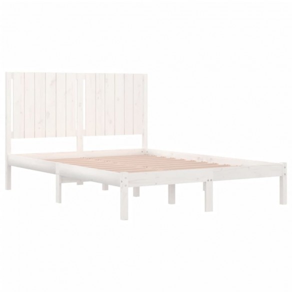 Cadre de lit Blanc Bois de pin massif 140x190 cm