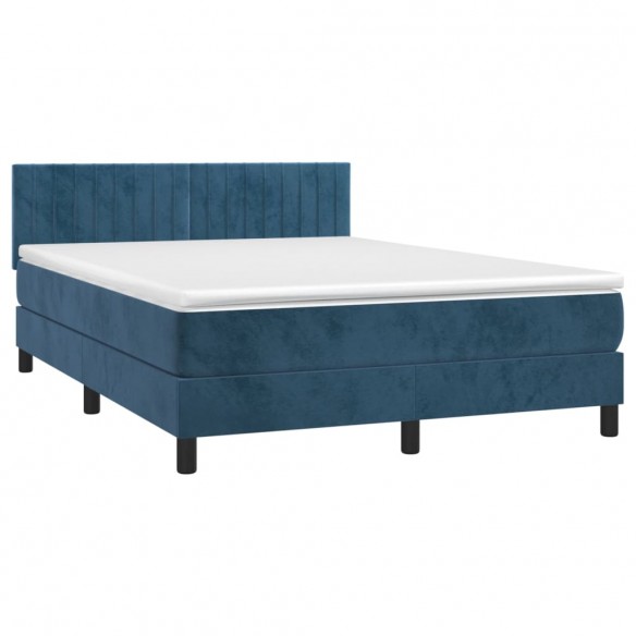 Cadre de lit avec matelas LED Bleu foncé 140x200 cm