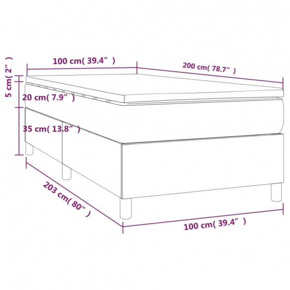 Cadre de lit avec matelas Marron foncé 100x200 cm