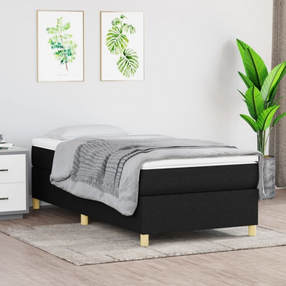 Cadre de lit avec matelas Noir 90x200 cm Tissu