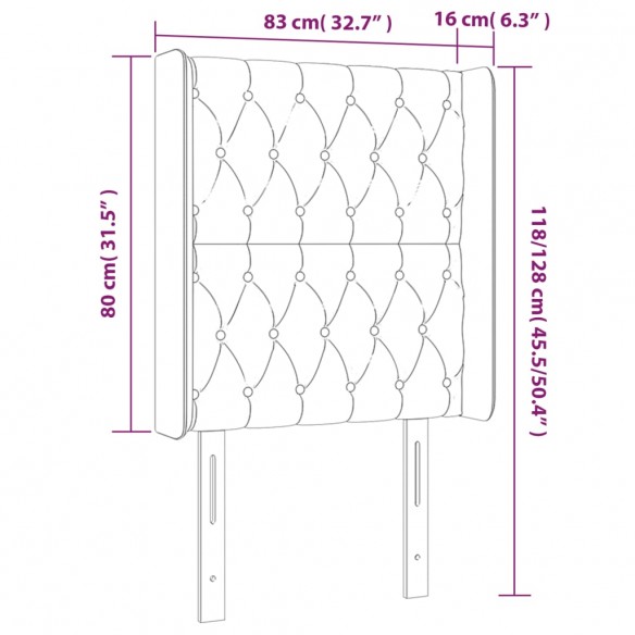 Tête de lit à LED Marron foncé 83x16x118/128 cm Tissu