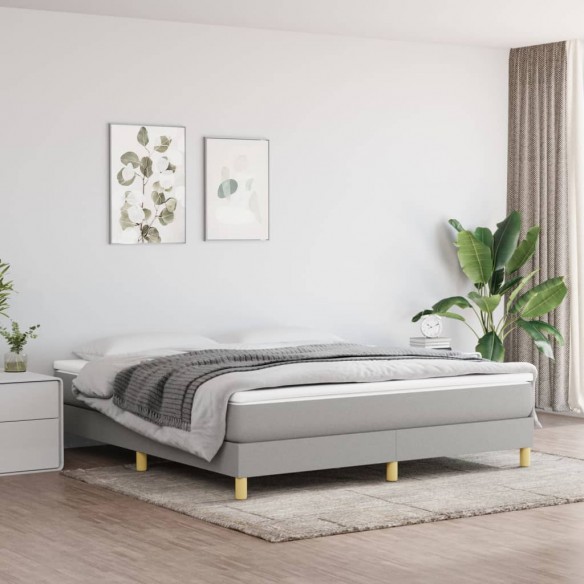 Cadre de lit avec matelas Gris clair 160x200cm Tissu