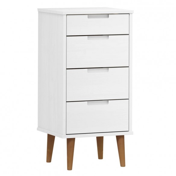 Commode MOLDE Blanc 40x35x82 cm Bois de pin massif