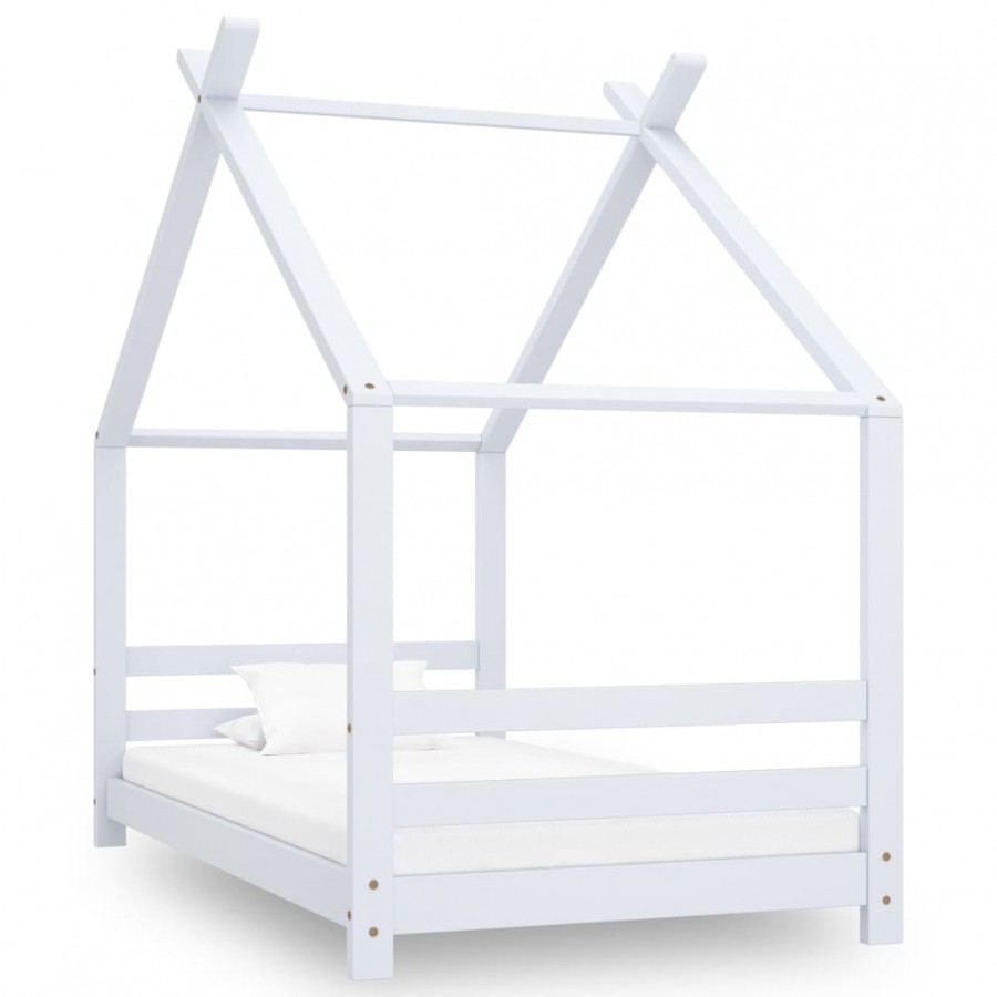 Cadre de lit d'enfant Blanc Bois de pin massif 80x160 cm