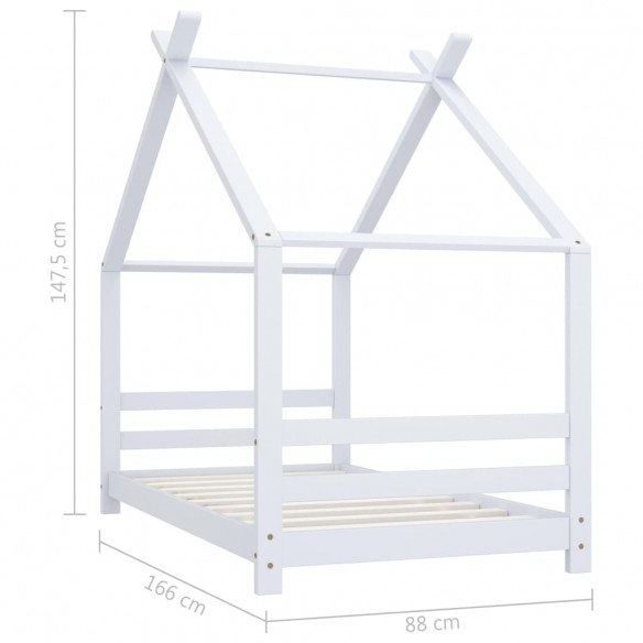 Cadre de lit d'enfant Blanc Bois de pin massif 80x160 cm