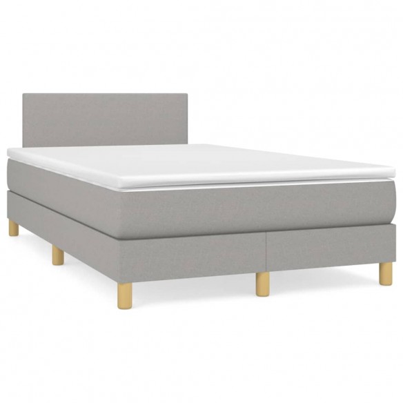 Cadre de lit avec matelas Gris clair 120x200cm Tissu