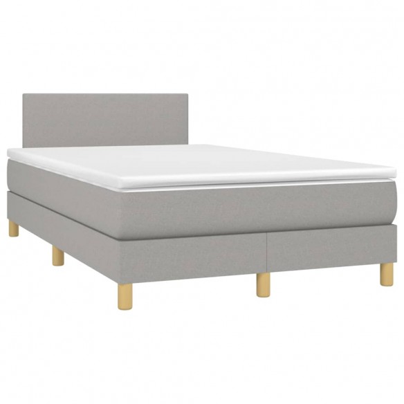 Cadre de lit avec matelas Gris clair 120x200cm Tissu