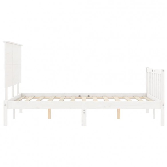 Cadre de lit avec tête de lit blanc 140x190 cm bois massif