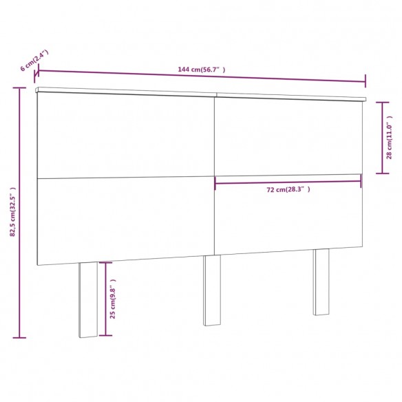 Tête de lit Blanc 144x6x82,5 cm Bois massif de pin