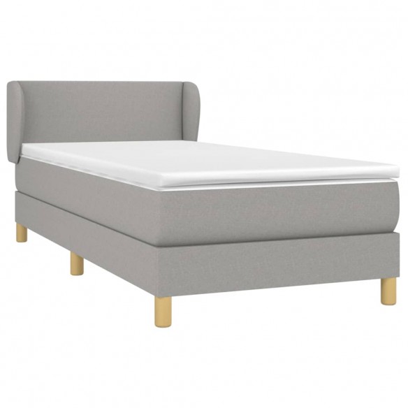 Cadre de lit avec matelas Gris clair 100x200cm Tissu