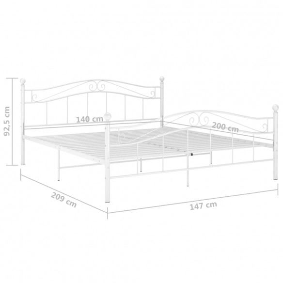 Cadre de lit Blanc Métal 140x200 cm