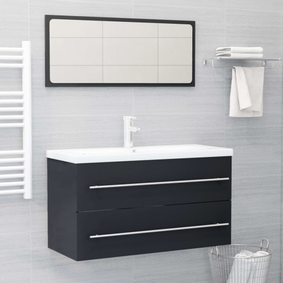 Ensemble de meubles de salle de bain 2 pcs Gris Aggloméré