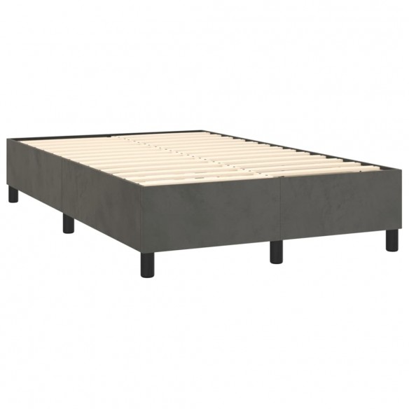 Cadre de lit et matelas Gris foncé 120x200cm Velours