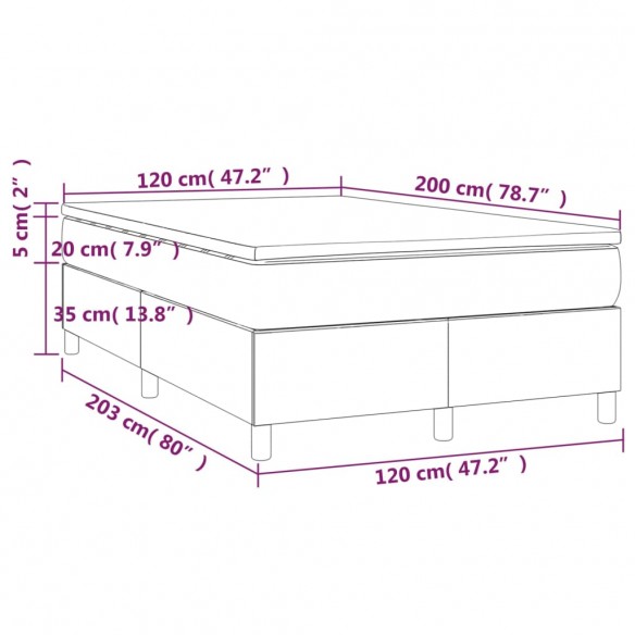 Cadre de lit et matelas Gris foncé 120x200cm Velours