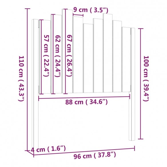 Tête de lit Marron miel 96x4x110 cm Bois massif de pin