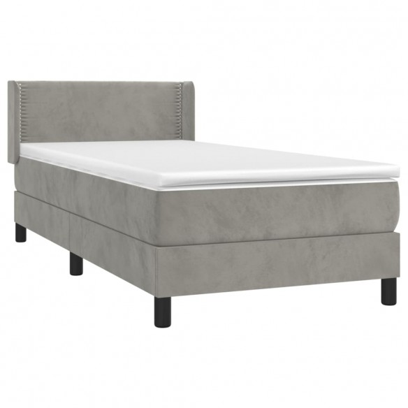 Cadre de lit et matelas Gris clair 100x200cm Velours