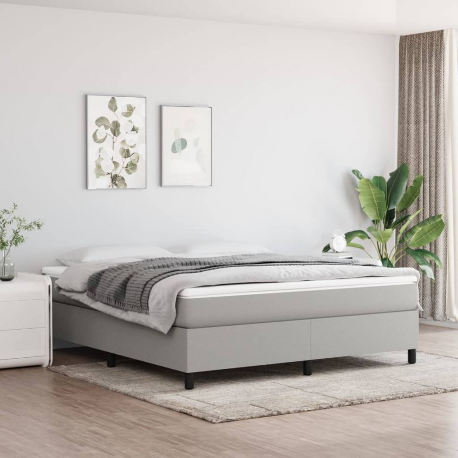 Cadre de lit avec matelas Gris clair 160x200cm Tissu