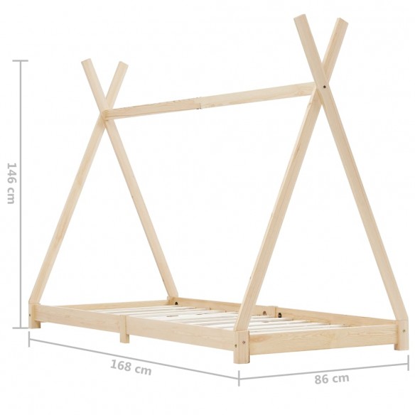 Cadre de lit d'enfant Bois de pin massif 80x160 cm