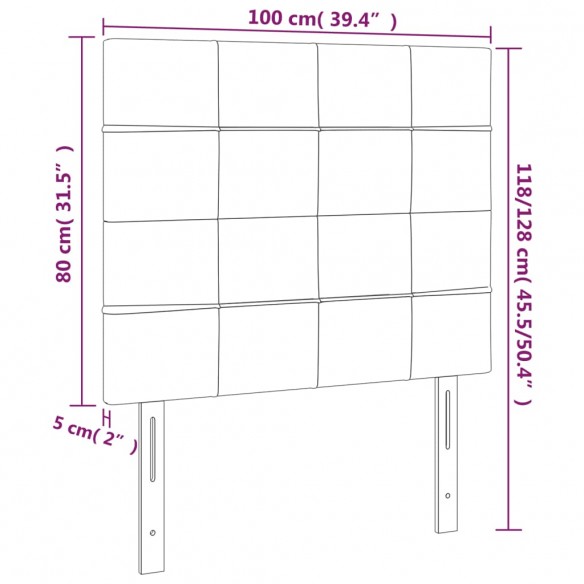 Tête de lit à LED Gris foncé 100x5x118/128 cm Velours