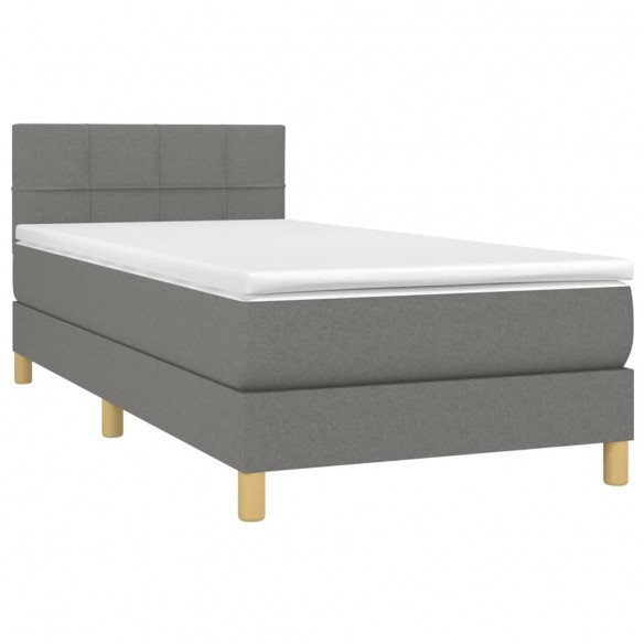 Cadre de lit et matelas Gris foncé 90x190 cm Tissu