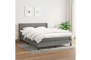 cadre de lit avec matelas Gris foncé 140x200cm Tissu