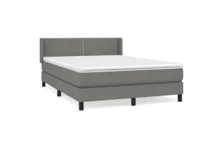 cadre de lit avec matelas Gris foncé 140x200cm Tissu 2