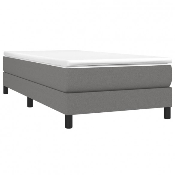 Cadre de lit et matelas Gris foncé 90x190 cm Tissu