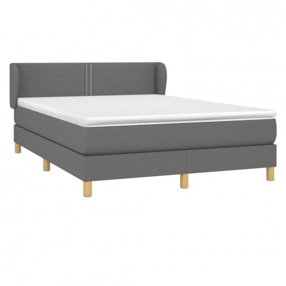 Cadre de lit avec matelas Gris foncé 140x190cm Tissu