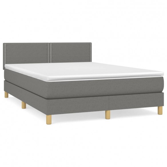 Cadre de lit avec matelas Gris foncé 140x200cm Tissu