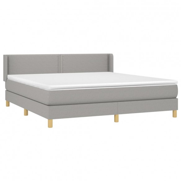 Cadre de lit avec matelas Gris clair 180x200cm Tissu