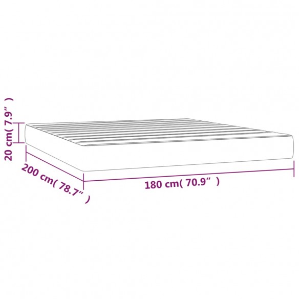 Matelas de lit à ressorts ensachés Gris clair 180x200x20 cm