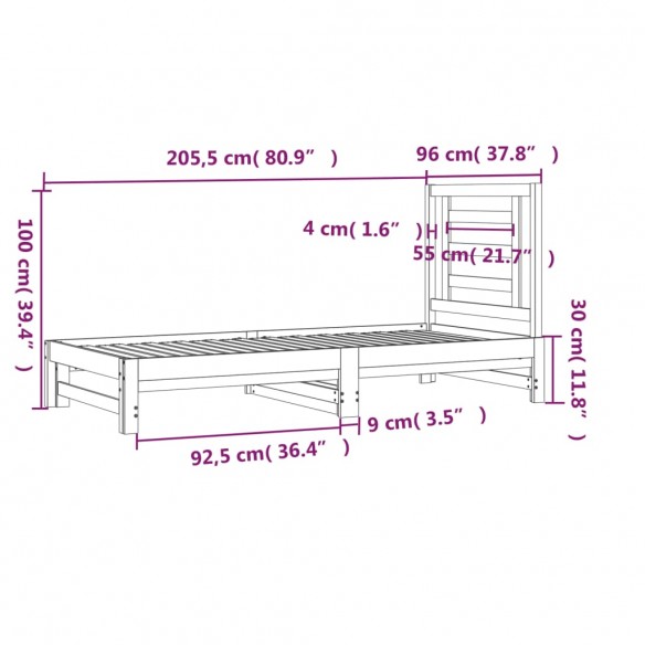 Lit coulissant Marron miel 2x(90x200) cm Bois de pin solide