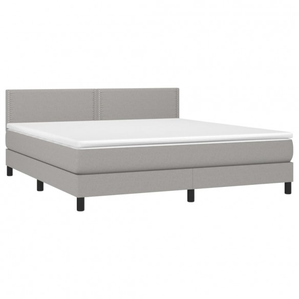 Cadre de lit avec matelas Gris clair 180x200cm Tissu