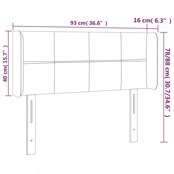 Tête de lit à LED Noir 93x16x78/88 cm Tissu