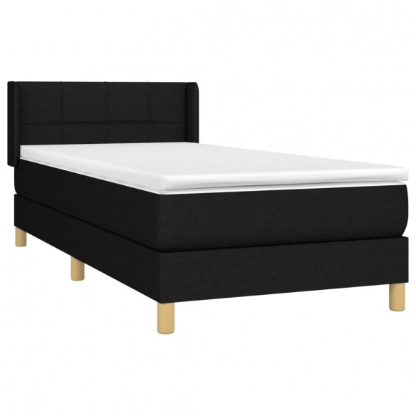 Cadre de lit avec matelas Noir 90x190 cm Tissu