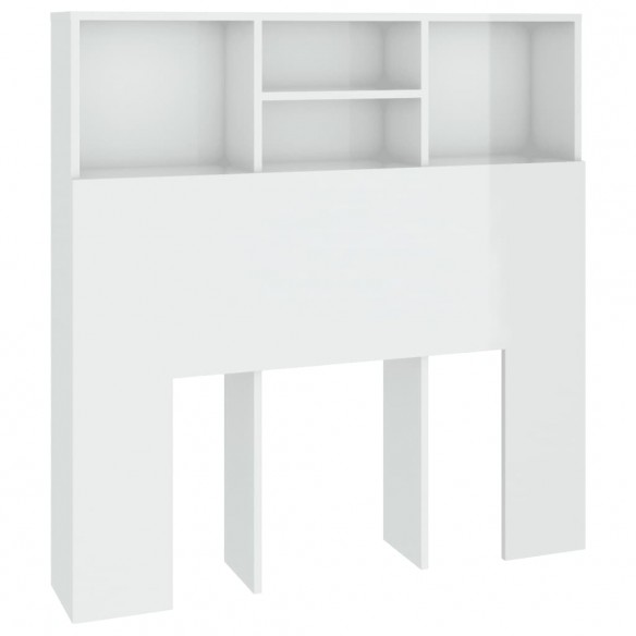 Armoire de tête de lit Blanc brillant 100x19x103,5 cm