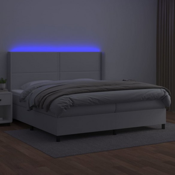 Cadre de lit matelas LED Blanc 200x200 cm Similicuir