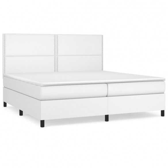 Cadre de lit avec matelas Blanc 200x200cm Similicuir