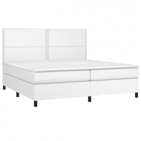 Cadre de lit avec matelas Blanc 200x200cm Similicuir