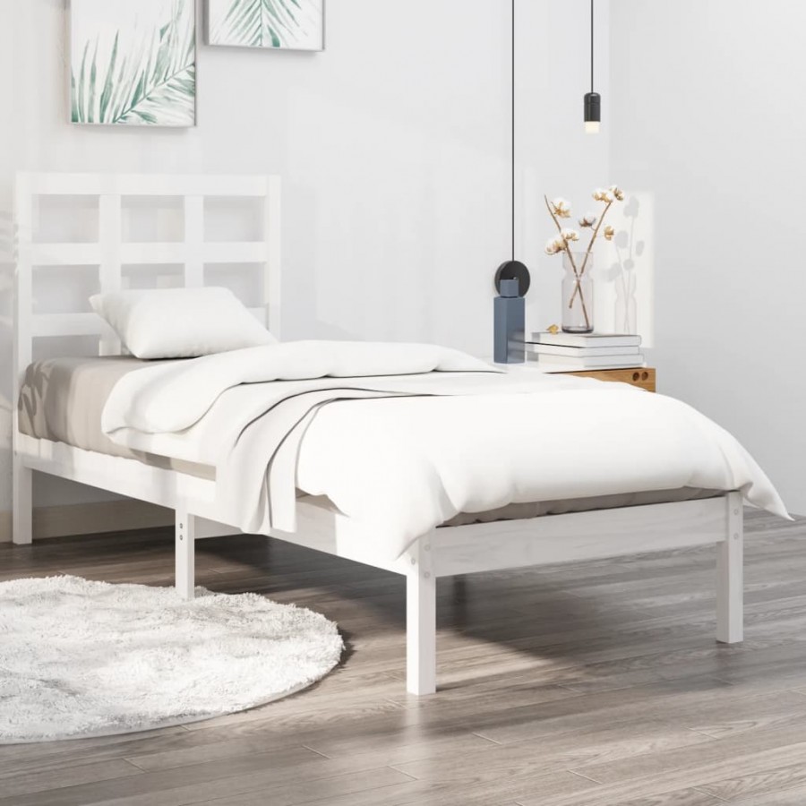 Cadre de lit Blanc Bois massif 100x200 cm