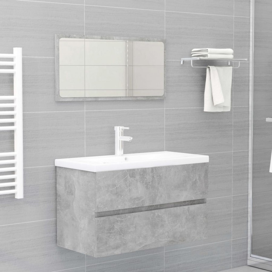 Ensemble de meubles de salle de bain 2 pcs Gris béton Aggloméré