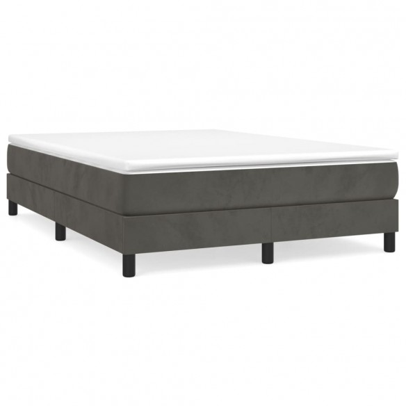 Cadre de lit et matelas Gris foncé 140x190cm Velours