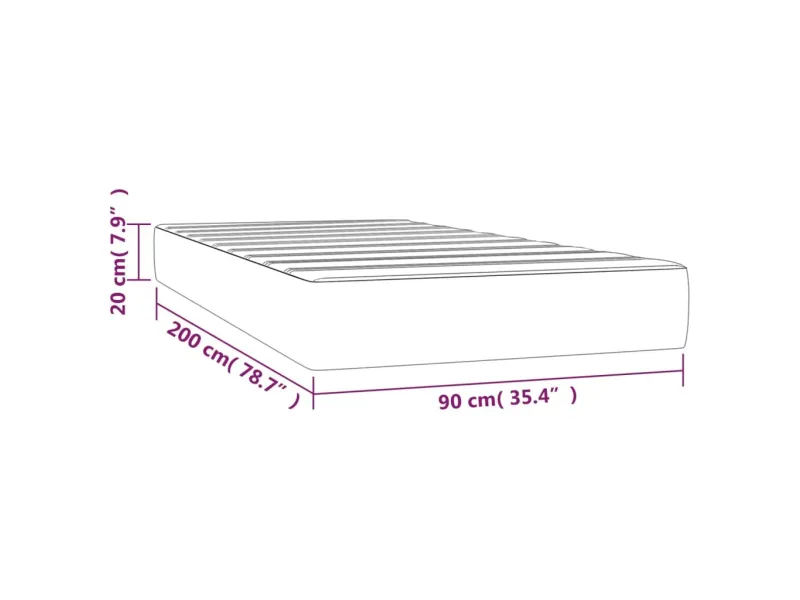 Matelas de lit à ressorts ensachés Noir 90x200x20 cm Velours