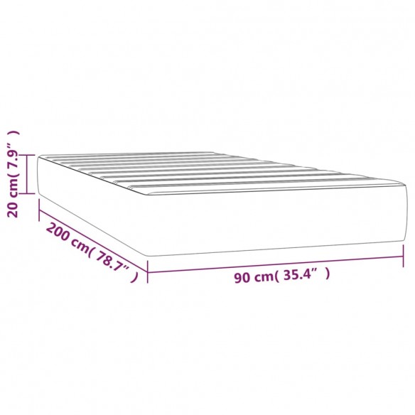 Matelas de lit à ressorts ensachés Noir 90x200x20 cm Velours